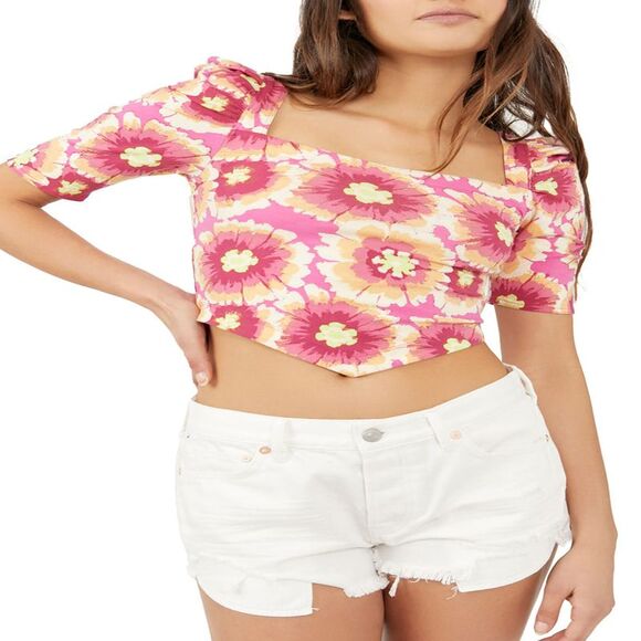 Free People Give Me More Crop Top In Pop Combo - L - Picture 2 of 3